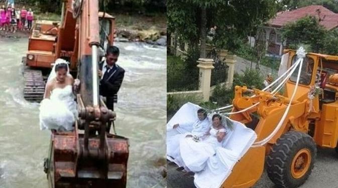6 Kendaraan Pengantin Ukuran Besar Ini Bikin Heboh Acara Pernikahan