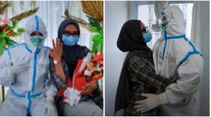 Pasien yang Nikah Virtual di Wisma Atlet Akhirnya Bertemu, Sang Pria Pakai APD