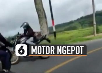 VIDEO: Aksi Motor ‘Ngepot’ Nyaris Adu Banteng