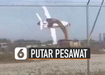 VIDEO: Iseng, Eskavator Putar-Putar Pesawat Bak Wahana Rekreasi