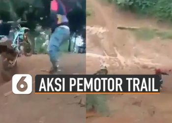 VIDEO: Kocak, Aksi Pemotor Trail Melewati Tanjakan, Akhirnya Bikin Ngakak