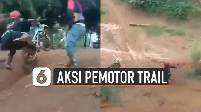VIDEO: Kocak, Aksi Pemotor Trail Melewati Tanjakan, Akhirnya Bikin Ngakak