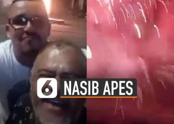 VIDEO: Nasib Apes Dua Pria Diberondong Kembang Api