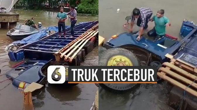 VIDEO: Viral Detik-Detik Truk Tercebur di Dermaga