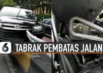 VIDEO: Viral Mobil Tabrak Pembatas Jalan Hingga Tembus Ke Dalam