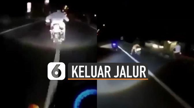 VIDEO: Viral Pengendara Motor Keluar Jalur Saat Ngebut di Jalan Raya