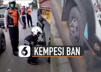 VIDEO: Viral Petugas Dishub Mengempesi Truk yang Parkir Sembarangan