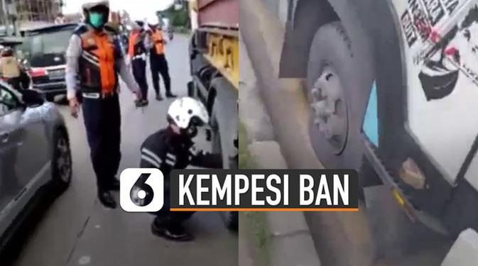 VIDEO: Viral Petugas Dishub Mengempesi Truk yang Parkir Sembarangan