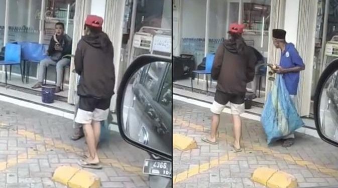 Viral, Aksi Anak Vespa Beri Makan Seorang Kakek Banjir Pujian Warganet