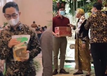 Viral Aksi Sumbang Sembako saat Resepsi Pernikahan Teman Ini Kocak