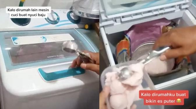 Viral Cara Membuat Es Puter Pakai Mesin Cuci, Bikin Geleng Kepala