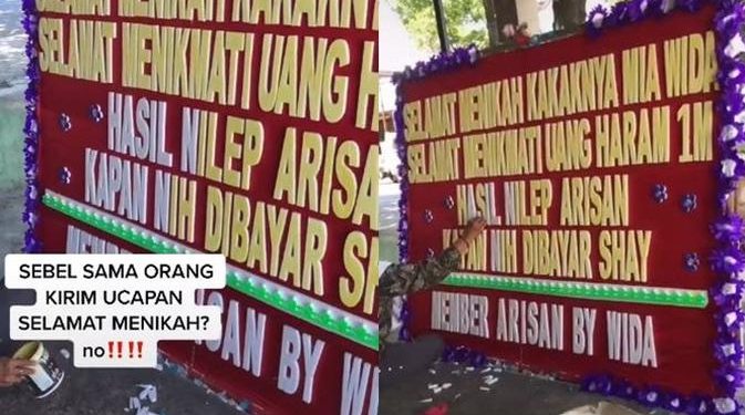Viral Cara Menagih Utang Pakai Karangan Bunga di Hari Pernikahan, Bikin Heboh