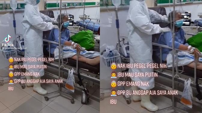 Viral Perawat Pijat Pasien Covid-19 yang Pegal-Pegal, Warganet: Upahmu Besar di Surga