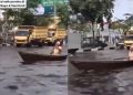 Viral Pria Naik Perahu di Jalan Raya saat Banjir di Kalimantan Selatan, Jadi Sorotan