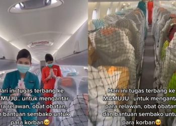 Viral Video Gotong Royong Awak Pesawat dan TNI Antar Logistik ke Mamuju, Bikin Warganet Haru