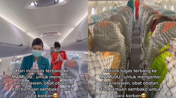 Viral Video Gotong Royong Awak Pesawat dan TNI Antar Logistik ke Mamuju, Bikin Warganet Haru