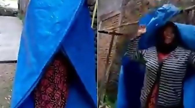 Viral, Video Orang Sembunyi di Balik Terpal saat Ditagih Utang