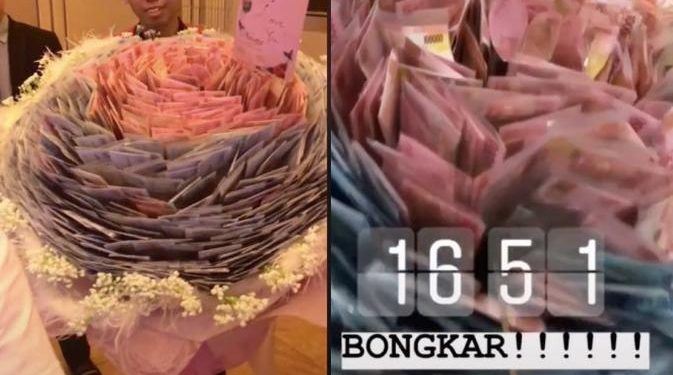 Viral, Wanita Ini Dapat Hadiah Buket Uang Rp 80 Juta Bikin Iri Warganet