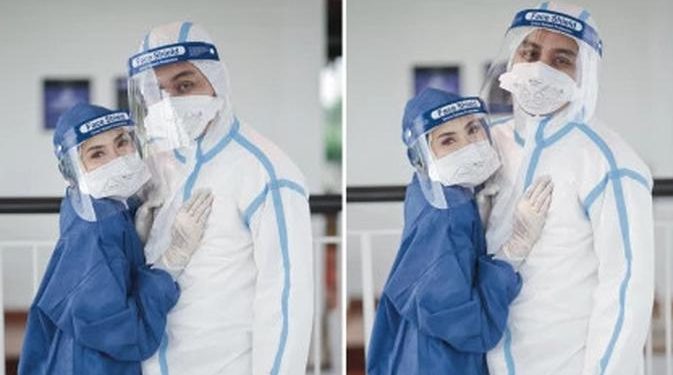 Bertemu di Pusat Karantina Covid-19, Viral Pasangan Lakukan Foto Prewedding Pakai APD