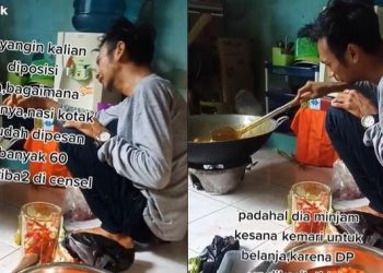 Orderan 60 Nasi Kotak Dibatalkan Mendadak, Pria Ini Masak Sambil Menangis