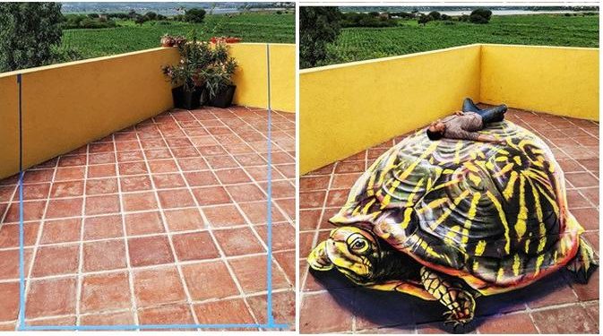 Seniman Ini Buat Ilustrasi 3D di Dinding dan Jalanan,Hasilnya Mengagumkan