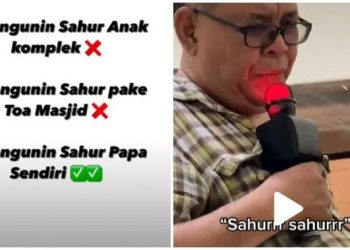 Aksi kocak bapak bangunkan anaknya sahur, bikin gemas netizen