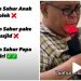 Aksi kocak bapak bangunkan anaknya sahur, bikin gemas netizen