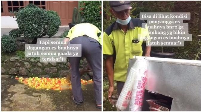 Dagangannya Jatuh Tak Tersisa, Kisah Penjual Es Buah Ini Bikin Haru