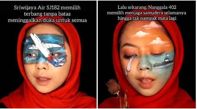 Viral Wanita Ini Lukis Wajah Tentang Indonesia di Awal Tahun 2021, Bikin Pilu