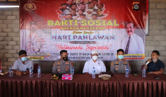 Bakti Sosial Polres Buleleng Dan Pengobatan Gratis Dimasa Pandemi Covid-19 Dalam Rangka Hari Pahlawan
